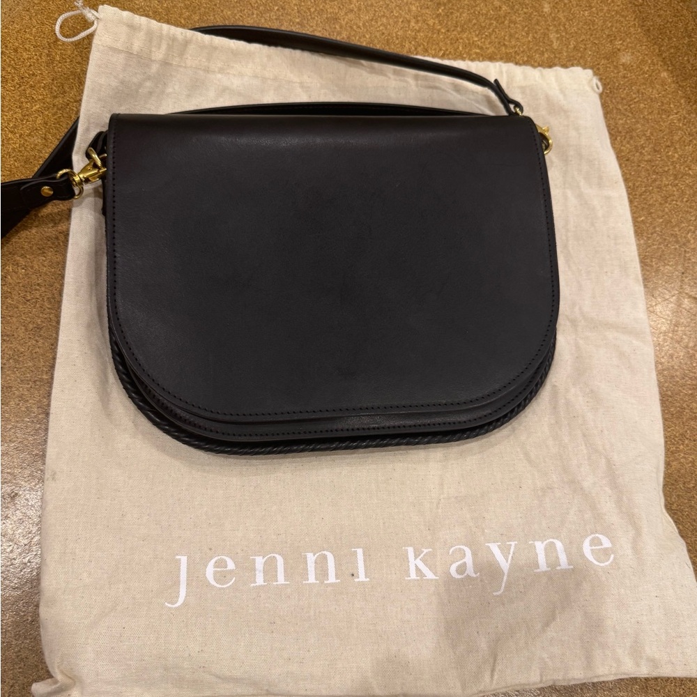 Jenni Kayne Classic Small Black Saddle Shoulder Bag